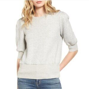 CURRENT/ELLIOTT The Pleat Sweatshirt Grey Puffy Pleat Short Sleeve Size S